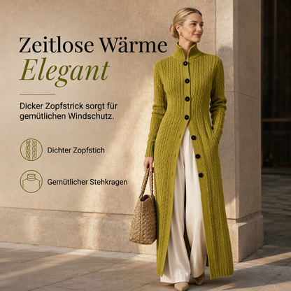 📢📢50% Rabatt!!! 🎉✨ Damen-Lang-Cardigan im Zopfmuster mit Stehkragen