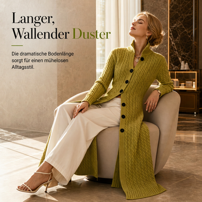 📢📢50% Rabatt!!! 🎉✨ Damen-Lang-Cardigan im Zopfmuster mit Stehkragen