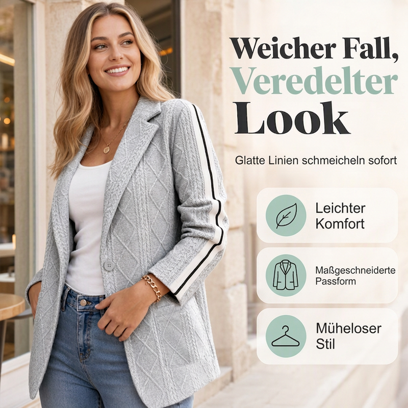 📢📢50% Rabatt!!! 🎉✨ Damen-Blazer mit Zopfmuster & Seitenstreifen