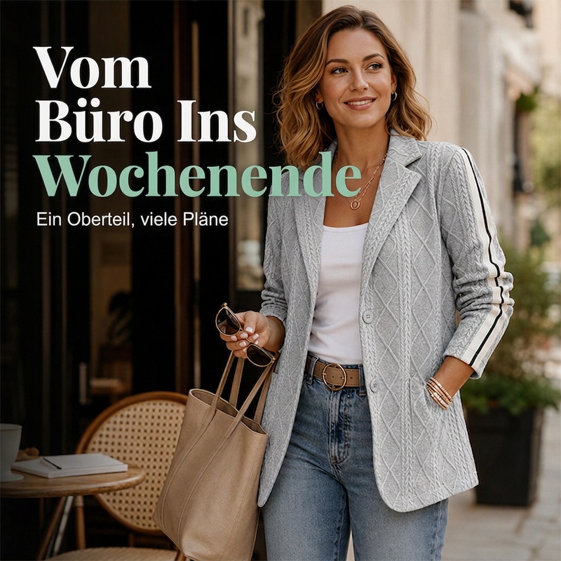 📢📢50% Rabatt!!! 🎉✨ Damen-Blazer mit Zopfmuster & Seitenstreifen