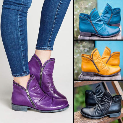 📢📢50% Rabatt!!! 🎉✨ Schicker bequemer Damenstiefel mit seitlichem Reißverschluss aus PU-Leder