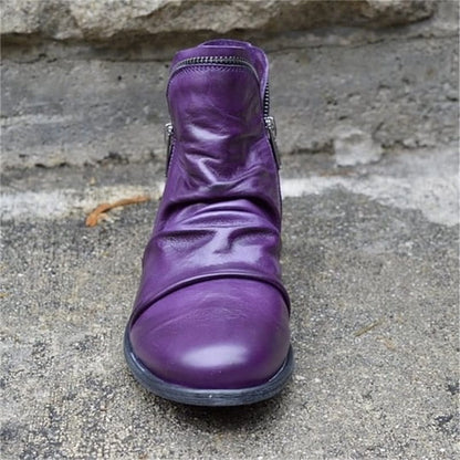 📢📢50% Rabatt!!! 🎉✨ Schicker bequemer Damenstiefel mit seitlichem Reißverschluss aus PU-Leder