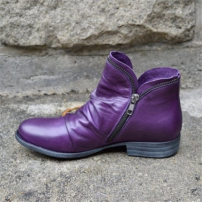 📢📢50% Rabatt!!! 🎉✨ Schicker bequemer Damenstiefel mit seitlichem Reißverschluss aus PU-Leder