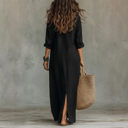 Legeres Maxikleid in lockerer Passform mit Frontschlitz