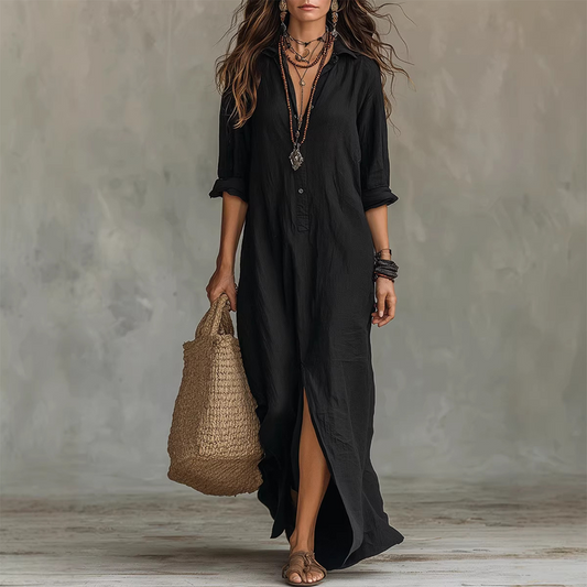 📢📢50% Rabatt!!! 🎉✨ Legeres Maxikleid in lockerer Passform mit Frontschlitz