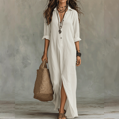 Legeres Maxikleid in lockerer Passform mit Frontschlitz