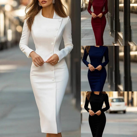 💎✨ Bestseller – Optisch längere Silhouette & elegante Taille – Asymmetrisches Midi-Kleid