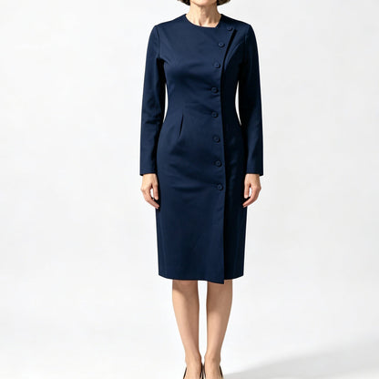 💎✨ Bestseller – Optisch längere Silhouette & elegante Taille – Asymmetrisches Midi-Kleid