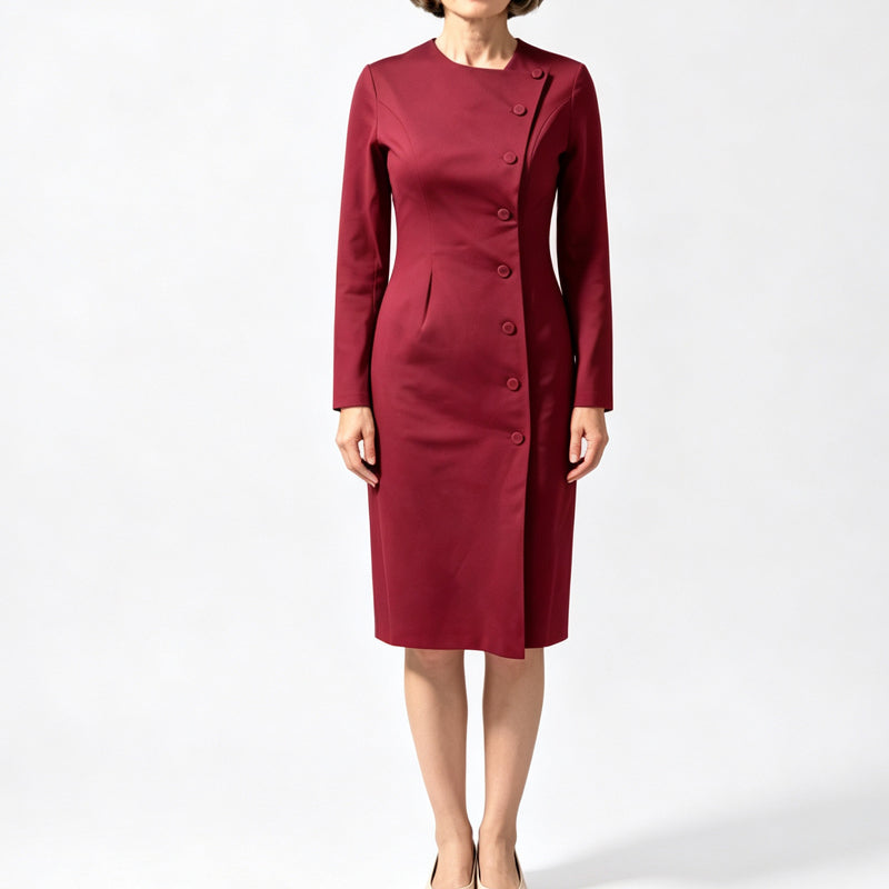💎✨ Bestseller – Optisch längere Silhouette & elegante Taille – Asymmetrisches Midi-Kleid