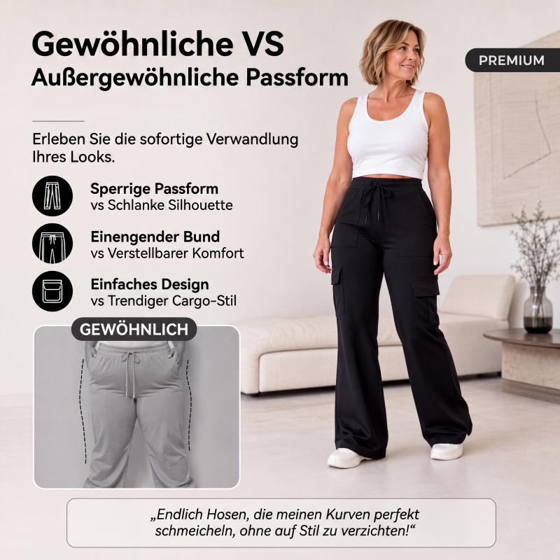 📢📢50% Rabatt!!! 🎉✨ Damen High-Waist Cargo-Flare-Hose mit Kordelzug