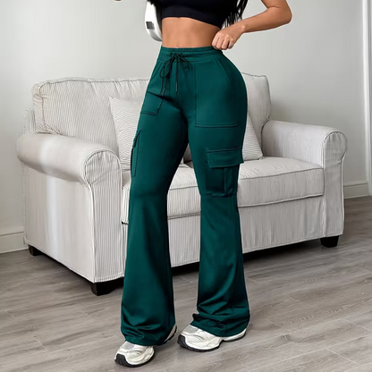 📢📢50% Rabatt!!! 🎉✨ Damen High-Waist Cargo-Flare-Hose mit Kordelzug