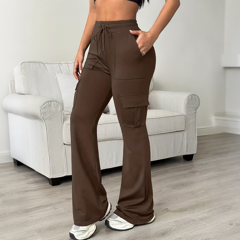 📢📢50% Rabatt!!! 🎉✨ Damen High-Waist Cargo-Flare-Hose mit Kordelzug