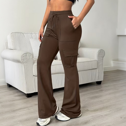 📢📢50% Rabatt!!! 🎉✨ Damen High-Waist Cargo-Flare-Hose mit Kordelzug