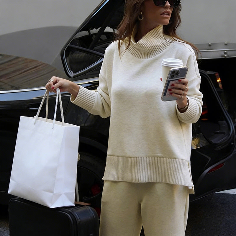 📢📢LIMITED-TIME 50% OFF!!! 🎉✨ High-Neck Side-Zip Sweatshirt & Pants Set