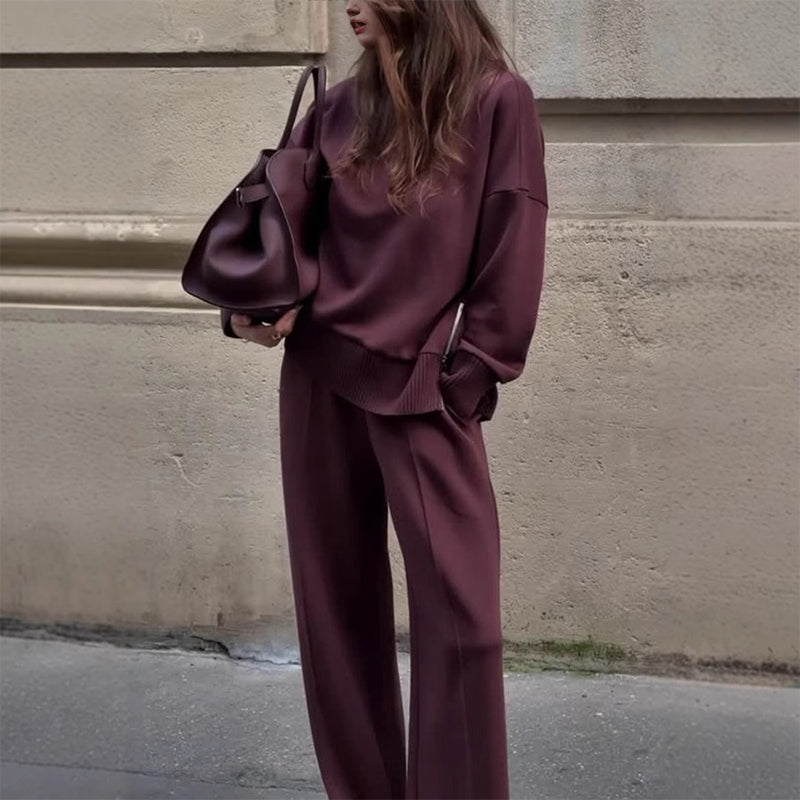 📢📢LIMITED-TIME 50% OFF!!! 🎉✨ High-Neck Side-Zip Sweatshirt & Pants Set