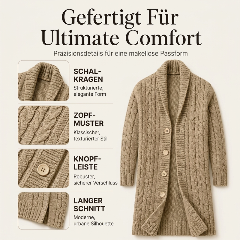 📢📢50% Rabatt!!! 🎉✨ Mittelanger Zopfstrick-Cardigan für Herren