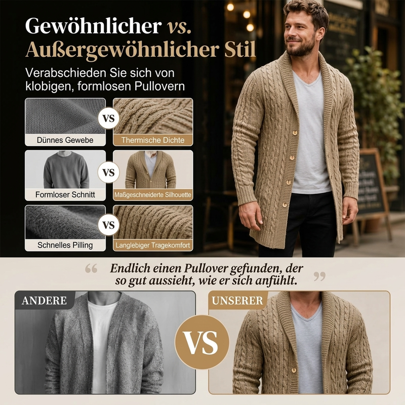 📢📢50% Rabatt!!! 🎉✨ Mittelanger Zopfstrick-Cardigan für Herren