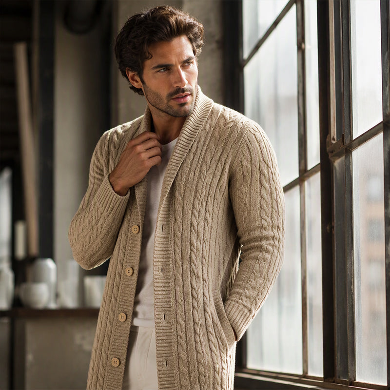 📢📢50% Rabatt!!! 🎉✨ Mittelanger Zopfstrick-Cardigan für Herren