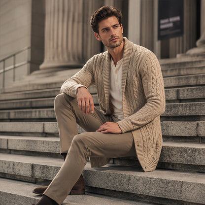 📢📢50% Rabatt!!! 🎉✨ Mittelanger Zopfstrick-Cardigan für Herren