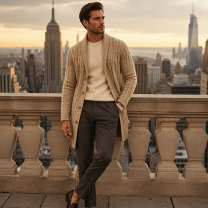 📢📢50% Rabatt!!! 🎉✨ Mittelanger Zopfstrick-Cardigan für Herren