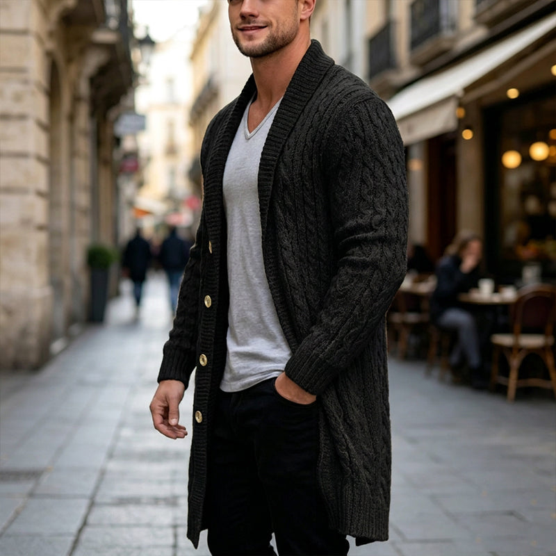 📢📢50% Rabatt!!! 🎉✨ Mittelanger Zopfstrick-Cardigan für Herren