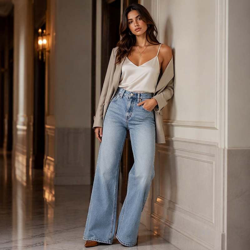📢📢50% Rabatt!!! 🎉✨ Hochelastische Wide-Leg Jeans für Damen