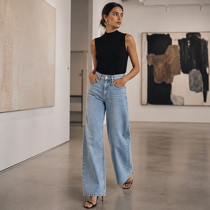📢📢50% Rabatt!!! 🎉✨ Hochelastische Wide-Leg Jeans für Damen