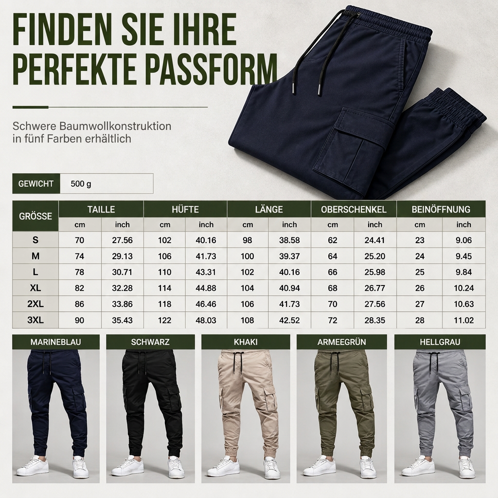 📢🎉50%Rabatt!!!🛍️✨Cargo-Hose für Herren im Casual-Look mit mehreren Taschen und Kordelzug