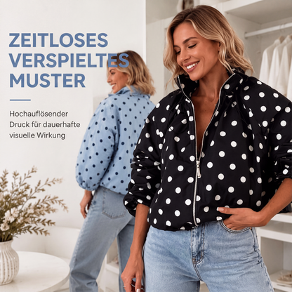 📢🎉50%Rabatt!!!🛍️✨Lässige gepunktete Jacke mit Reißverschluss für Damen