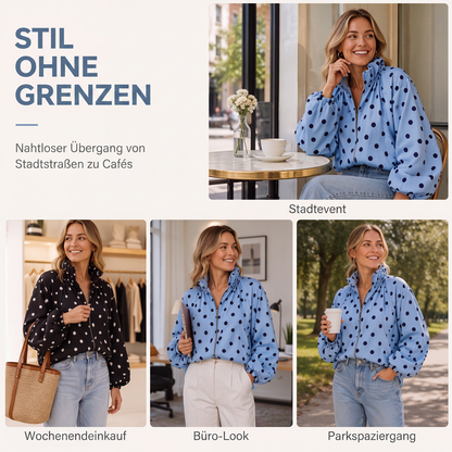 📢🎉50%Rabatt!!!🛍️✨Lässige gepunktete Jacke mit Reißverschluss für Damen