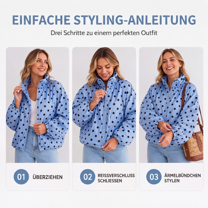 📢🎉50%Rabatt!!!🛍️✨Lässige gepunktete Jacke mit Reißverschluss für Damen