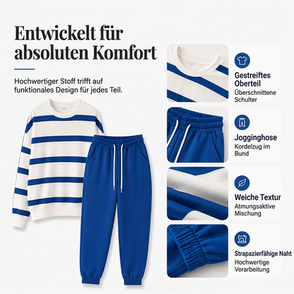 📢📢50% Rabatt!!! 🎉✨ Gestreiftes Sweatshirt & Jogginghosen-Set für Damen