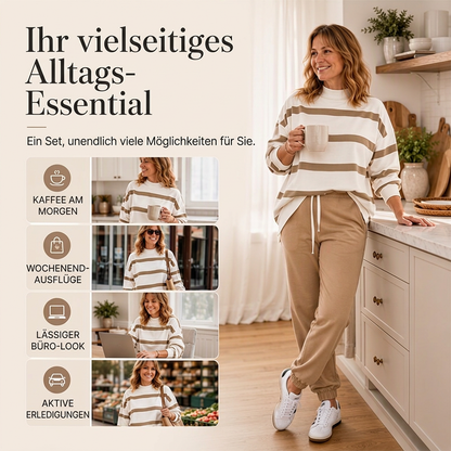 📢📢50% Rabatt!!! 🎉✨ Gestreiftes Sweatshirt & Jogginghosen-Set für Damen