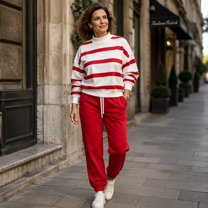 📢📢50% Rabatt!!! 🎉✨ Gestreiftes Sweatshirt & Jogginghosen-Set für Damen