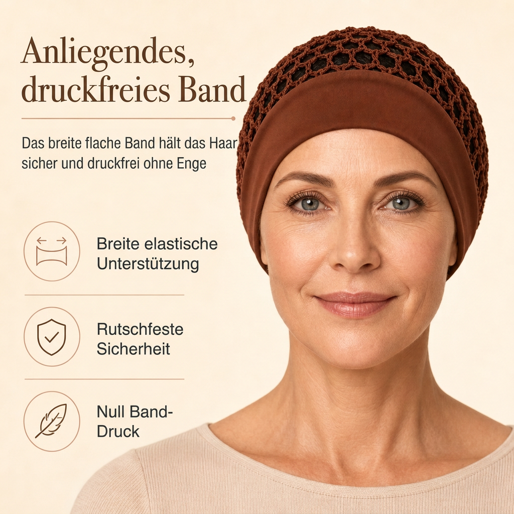 📢📢50% Rabatt!!! 🎉✨ Elastisches, atmungsaktives Haarnetz mit breitem Mesh-Band & hohler Haarabdeckung