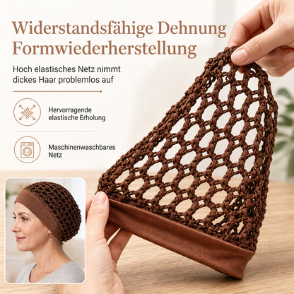 📢📢50% Rabatt!!! 🎉✨ Elastisches, atmungsaktives Haarnetz mit breitem Mesh-Band & hohler Haarabdeckung