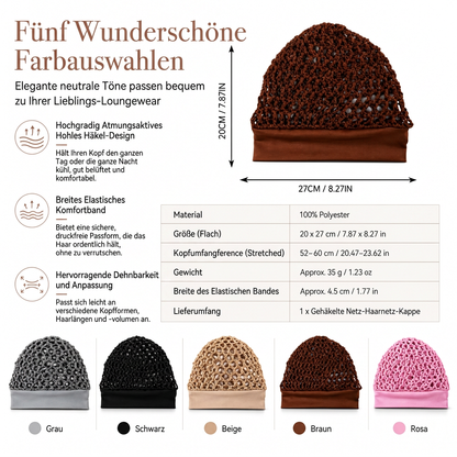 📢📢50% Rabatt!!! 🎉✨ Elastisches, atmungsaktives Haarnetz mit breitem Mesh-Band & hohler Haarabdeckung