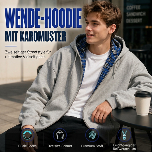 📢📢50% Rabatt!!! 🎉✨ Unisex Wendbare Karierte Kapuzenjacke mit Reißverschluss