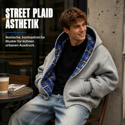 📢📢50% Rabatt!!! 🎉✨ Unisex Wendbare Karierte Kapuzenjacke mit Reißverschluss