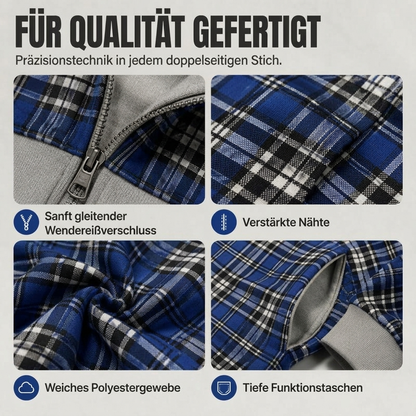 📢📢50% Rabatt!!! 🎉✨ Unisex Wendbare Karierte Kapuzenjacke mit Reißverschluss