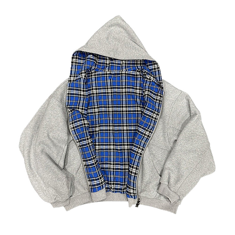 📢📢50% Rabatt!!! 🎉✨ Unisex Wendbare Karierte Kapuzenjacke mit Reißverschluss