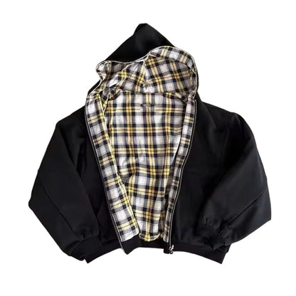 📢📢50% Rabatt!!! 🎉✨ Unisex Wendbare Karierte Kapuzenjacke mit Reißverschluss