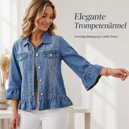 📢📢50% Rabatt!!! 🎉✨ Jeansjacke für Damen mit Rüschensaum & Cropped-Passform