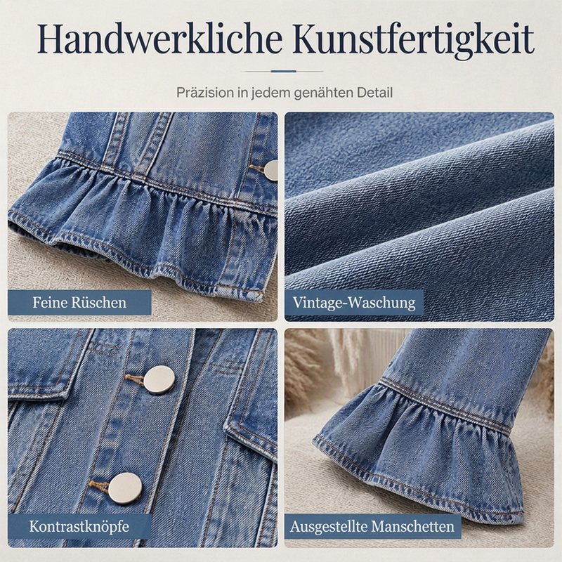 📢📢50% Rabatt!!! 🎉✨ Jeansjacke für Damen mit Rüschensaum & Cropped-Passform