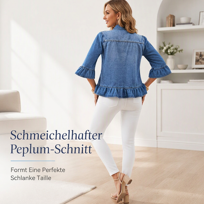 📢📢50% Rabatt!!! 🎉✨ Jeansjacke für Damen mit Rüschensaum & Cropped-Passform