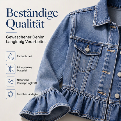 📢📢50% Rabatt!!! 🎉✨ Jeansjacke für Damen mit Rüschensaum & Cropped-Passform