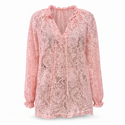 📢📢50% Rabatt!!! 🎉✨ Elegante, locker sitzende Langarm-Spitzenpullover-Bluse für Damen