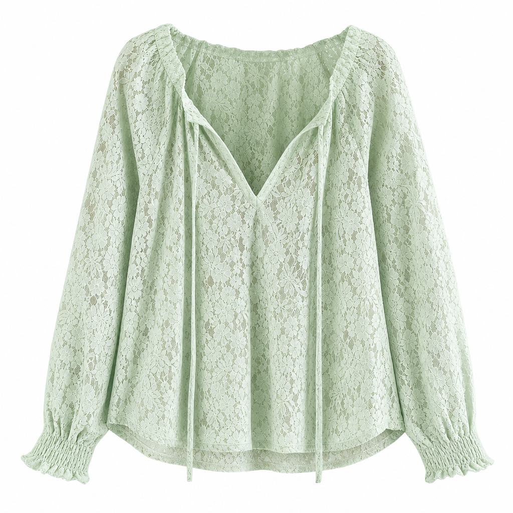 📢📢50% Rabatt!!! 🎉✨ Elegante, locker sitzende Langarm-Spitzenpullover-Bluse für Damen