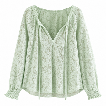 📢📢50% Rabatt!!! 🎉✨ Elegante, locker sitzende Langarm-Spitzenpullover-Bluse für Damen