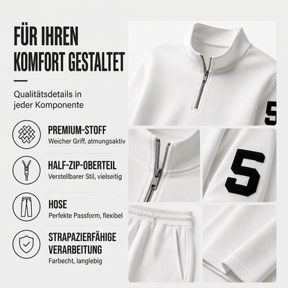 Herren-Casual-Set mit halblangem Reißverschluss: Pullover und Hose